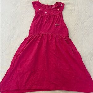 Guess Hot Pink Sleeveless Heart-Trim Casual Dress